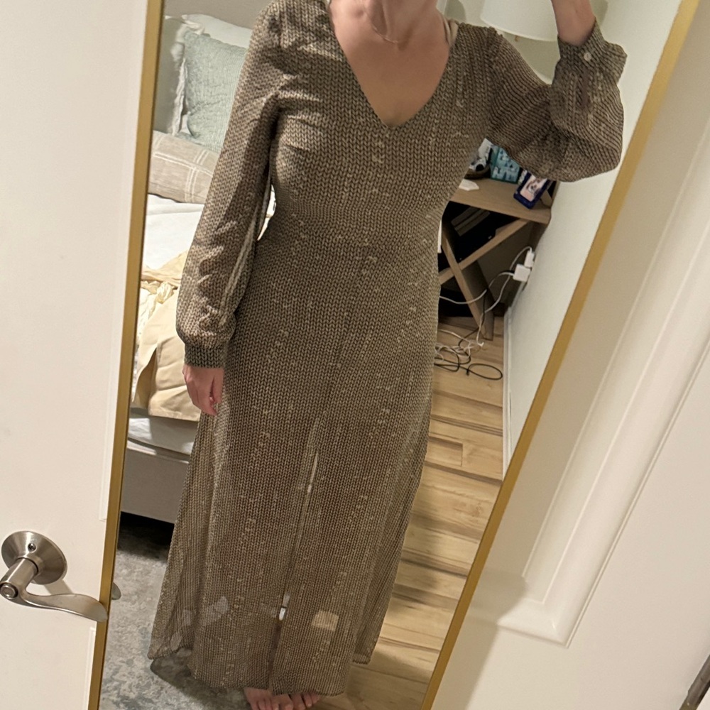 Astr Long Sleeve Brown Maxi Dress